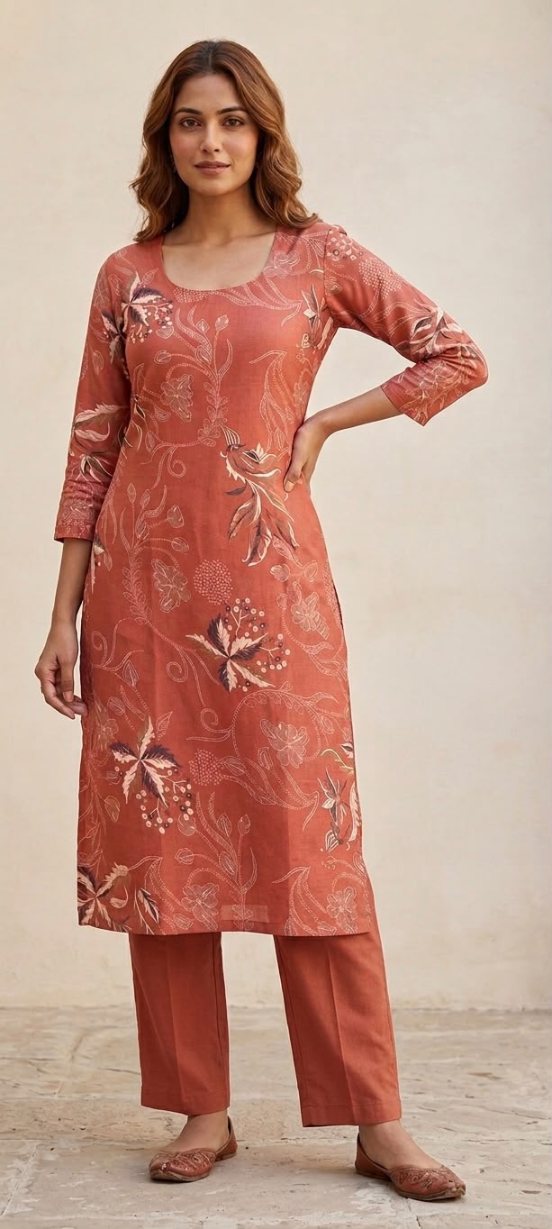 Cotton Printed Flared Kurta Set view 2