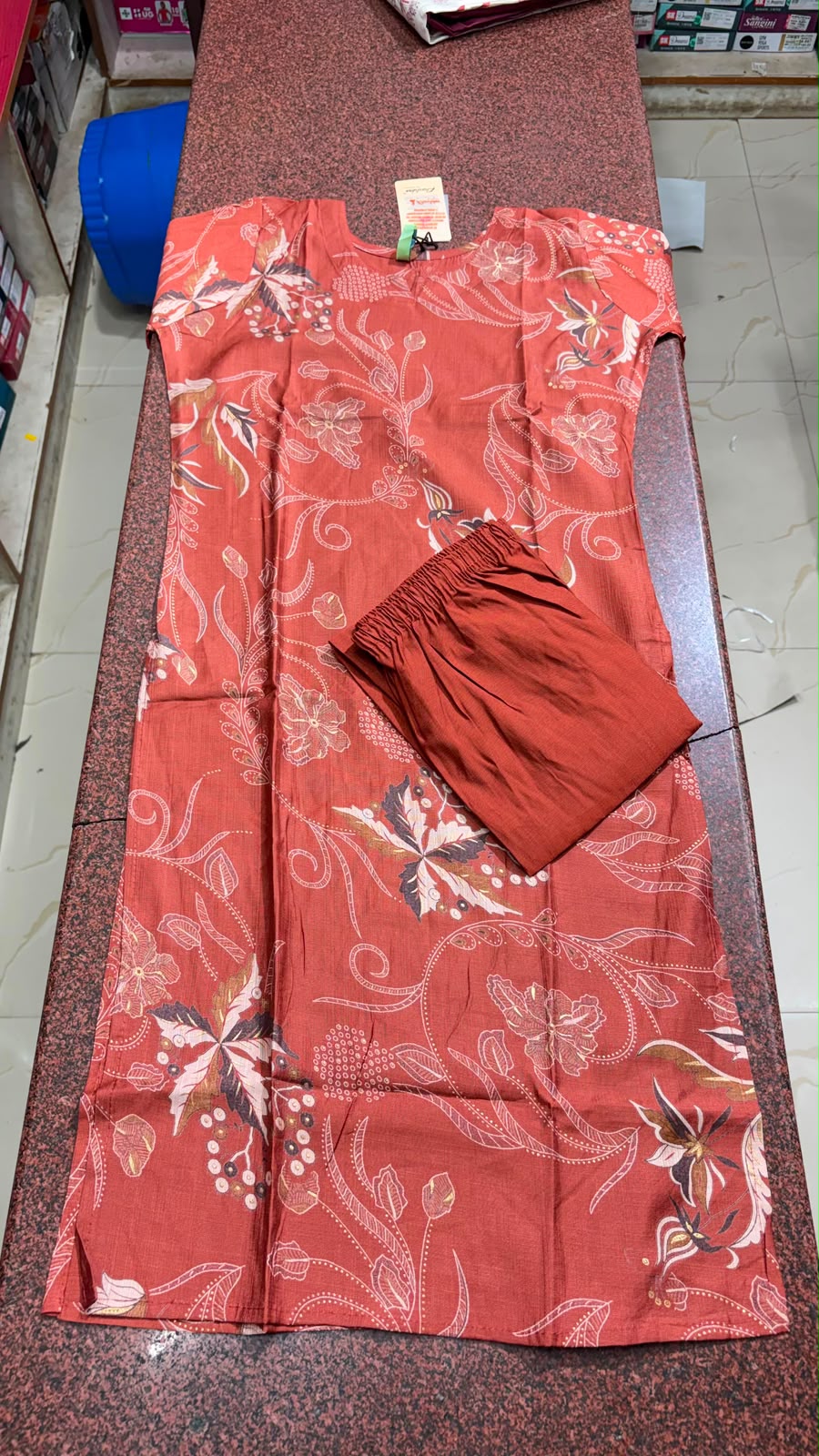 Cotton Printed Flared Kurta Set view 3